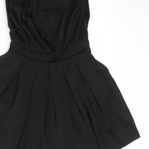 PRETTYLITTLETHING Womens Black Polyester Mini Size 8 Off the Shoulder Zip - Strapless