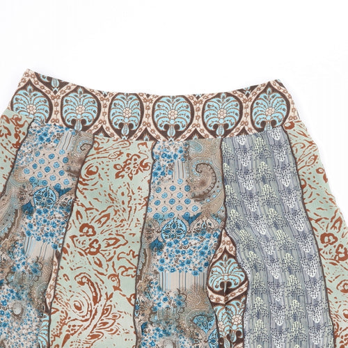 NEXT Womens Multicoloured Geometric Viscose Peasant Skirt Size 14 Zip