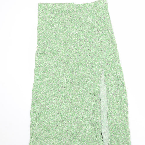 H&M Womens Green Floral Viscose Peasant Skirt Size 16 Zip