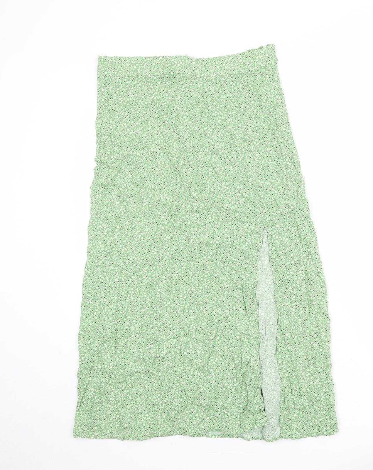 H&M Womens Green Floral Viscose Peasant Skirt Size 16 Zip