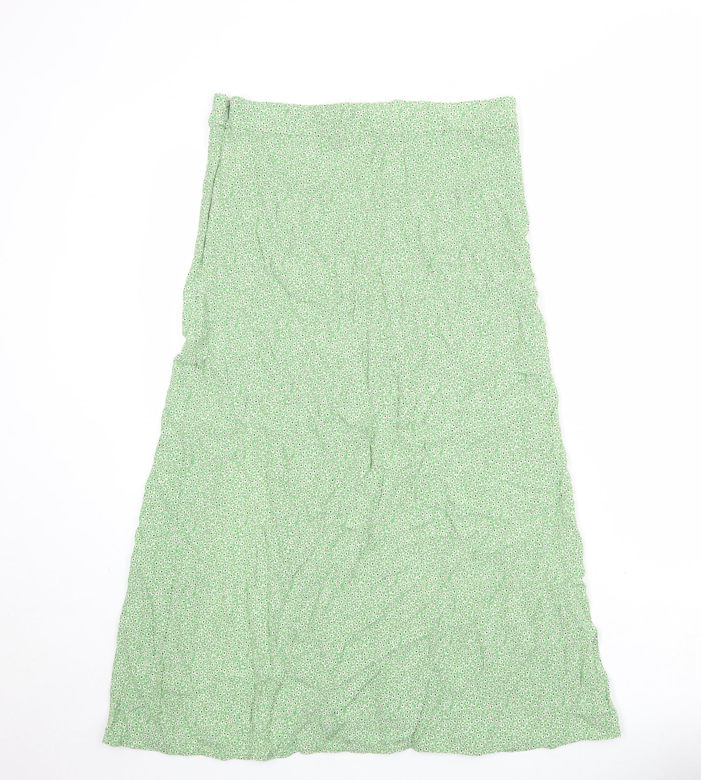 H&M Womens Green Floral Viscose Peasant Skirt Size 16 Zip