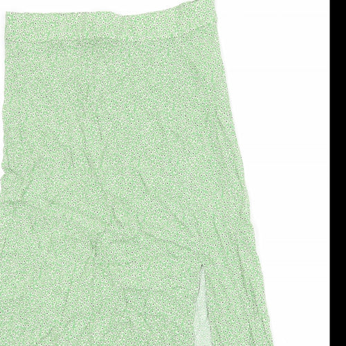 H&M Womens Green Floral Viscose Peasant Skirt Size 16 Zip