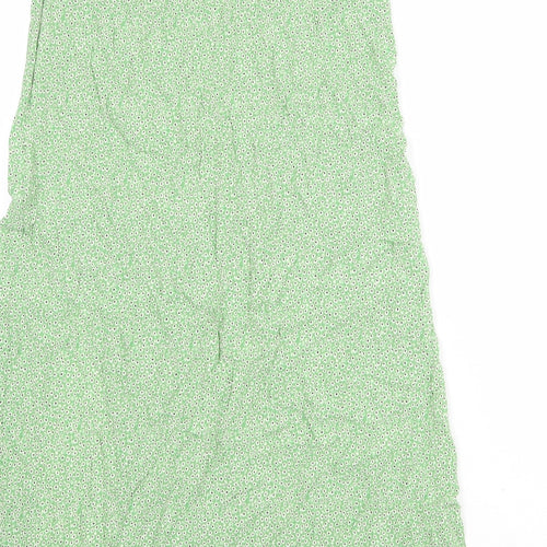H&M Womens Green Floral Viscose Peasant Skirt Size 16 Zip