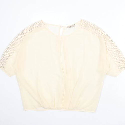 Darling Womens Beige Polyester Basic Blouse Size S Round Neck