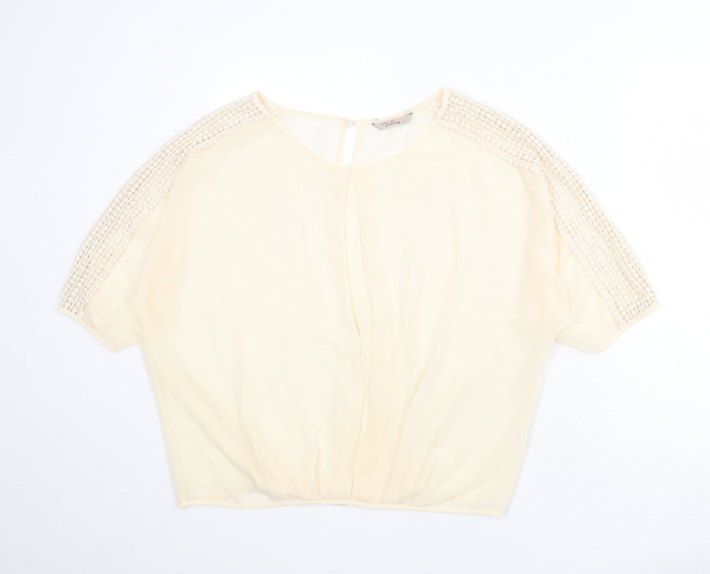 Darling Womens Beige Polyester Basic Blouse Size S Round Neck