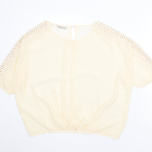 Darling Womens Beige Polyester Basic Blouse Size S Round Neck