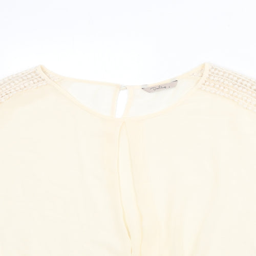 Darling Womens Beige Polyester Basic Blouse Size S Round Neck