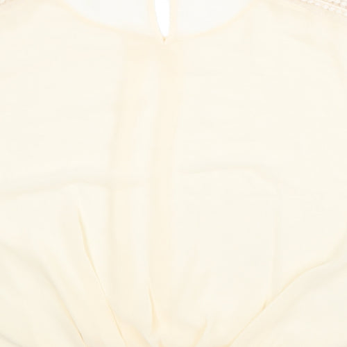 Darling Womens Beige Polyester Basic Blouse Size S Round Neck