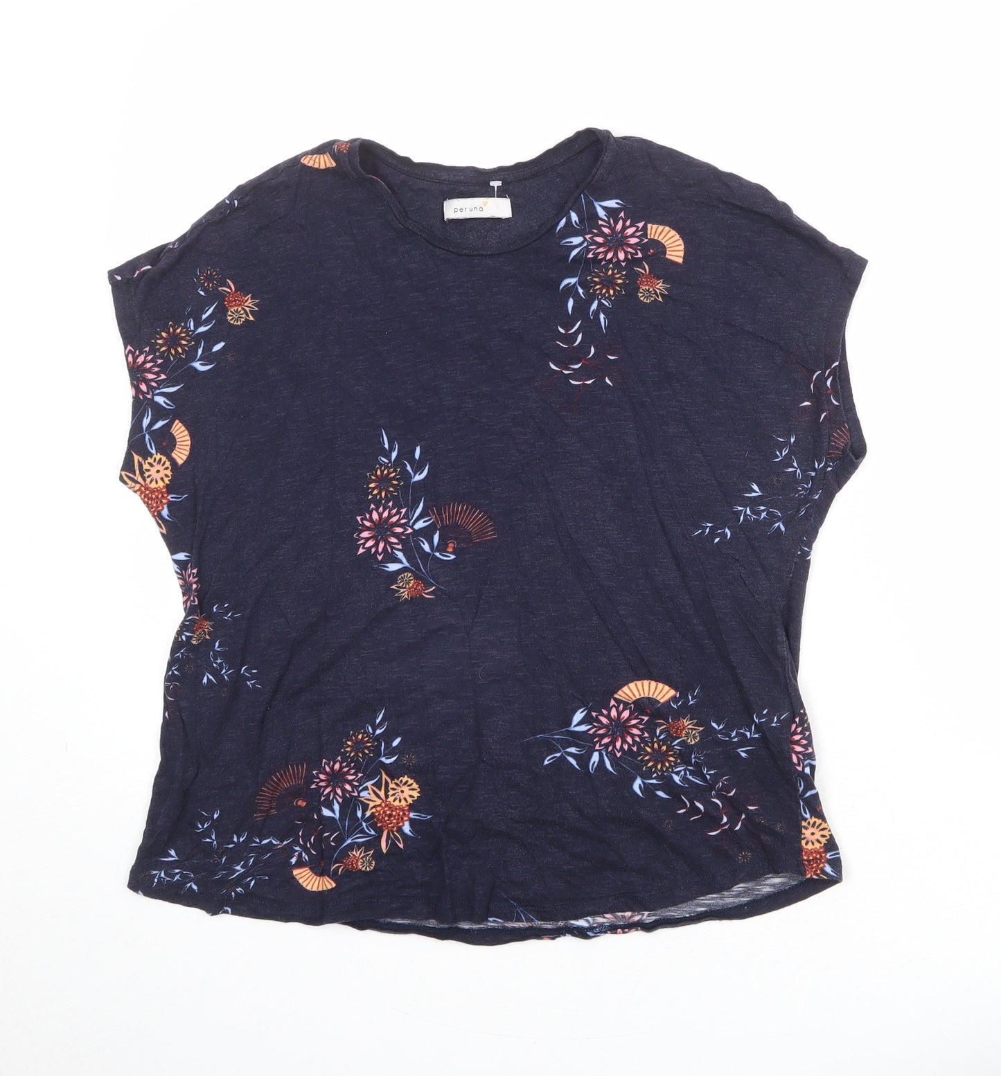 Per Una Womens Blue Viscose Basic T-Shirt Size 14 Round Neck