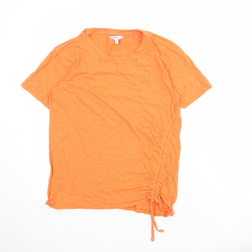 NEXT Womens Orange Cotton Basic T-Shirt Size 6 Round Neck - Drawstring Detail