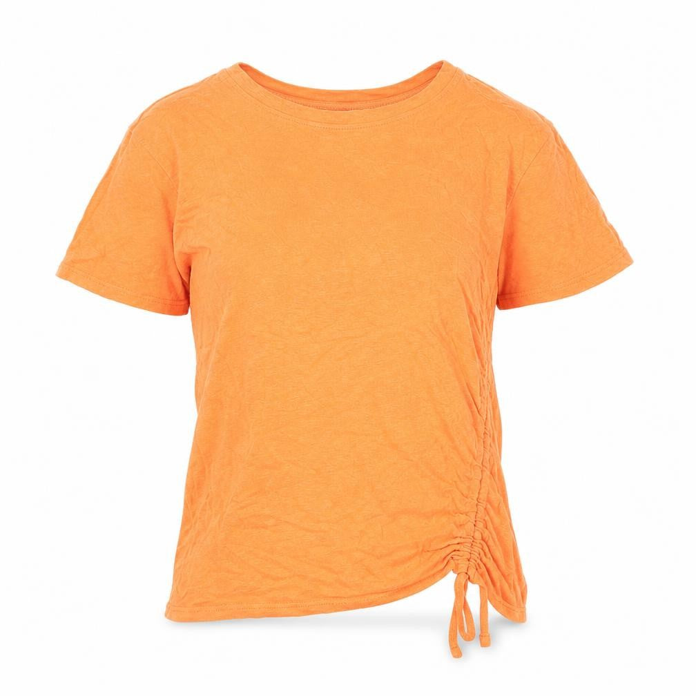 Front view of Next women’s orange cotton basic t-shirt, size UK 6, round neck - drawstring detail