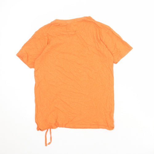 NEXT Womens Orange Cotton Basic T-Shirt Size 6 Round Neck - Drawstring Detail