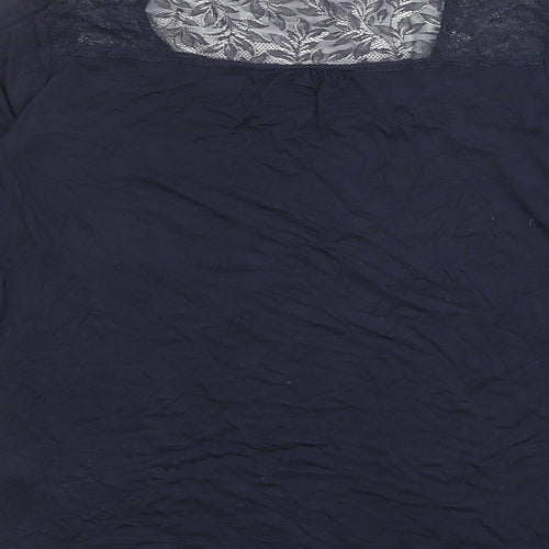 The White Company Womens Blue Viscose Basic T-Shirt Size XS Round Neck - Lace Neckline