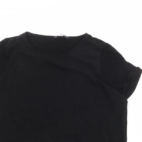 Marks and Spencer Womens Black Viscose Basic T-Shirt Size 16 Round Neck