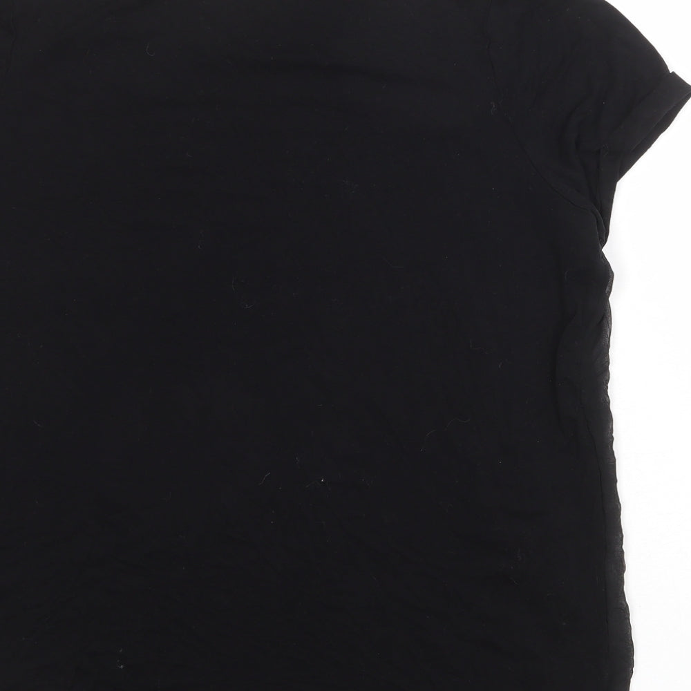 Marks and Spencer Womens Black Viscose Basic T-Shirt Size 16 Round Neck