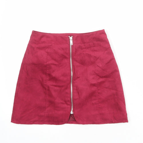 Divided by H&M Womens Pink Polyester A-Line Skirt Size 6 Zip