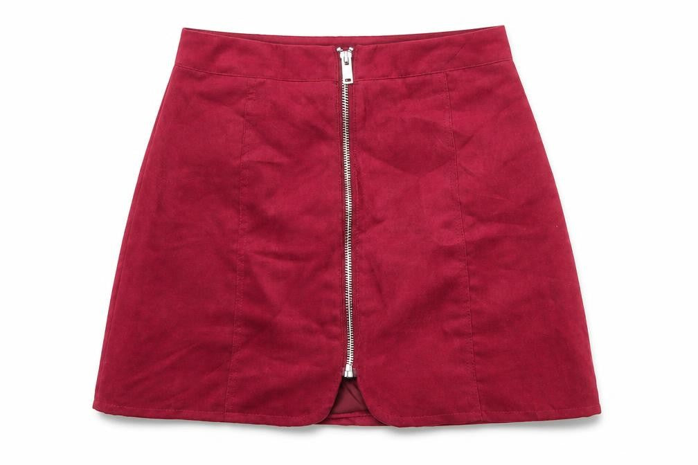 Front view of Divided by H&M women’s pink polyester a-line skirt, size UK 6, zip