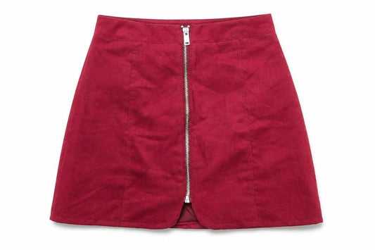Front view of Divided by H&M women’s pink polyester a-line skirt, size UK 6, zip