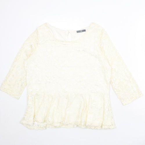BHS Womens Ivory Polyester Basic Blouse Size 22 Boat Neck