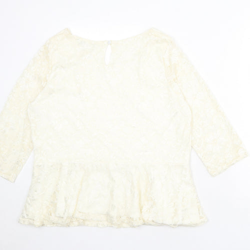 BHS Womens Ivory Polyester Basic Blouse Size 22 Boat Neck