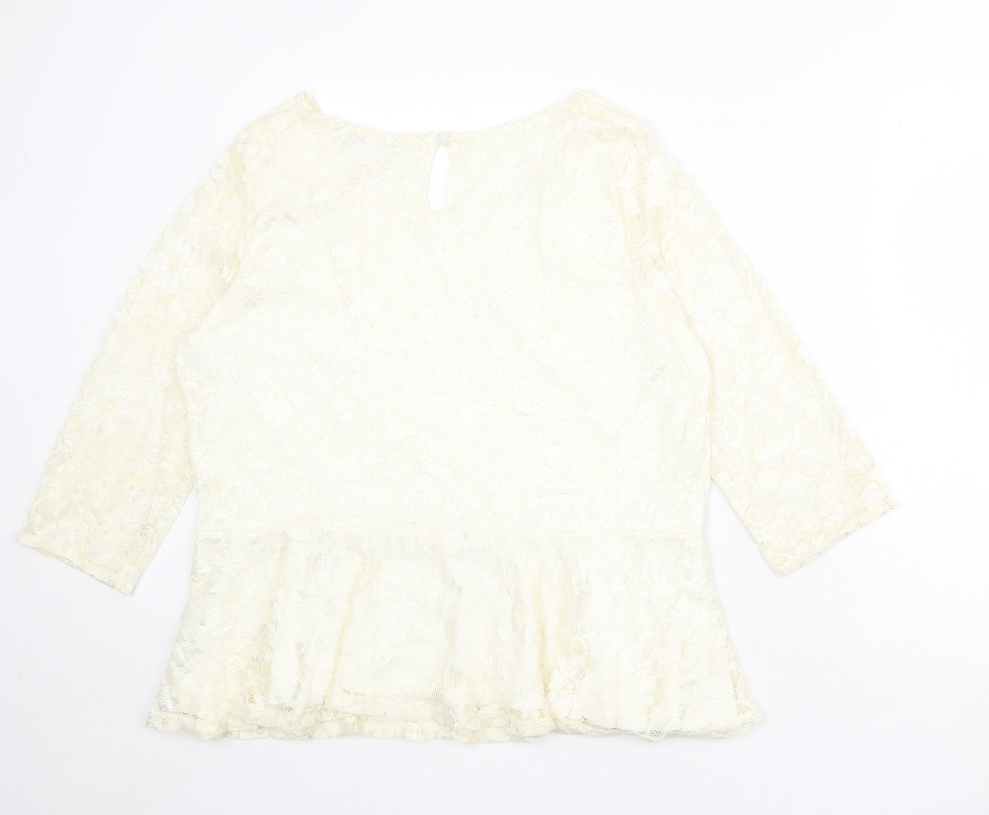BHS Womens Ivory Polyester Basic Blouse Size 22 Boat Neck