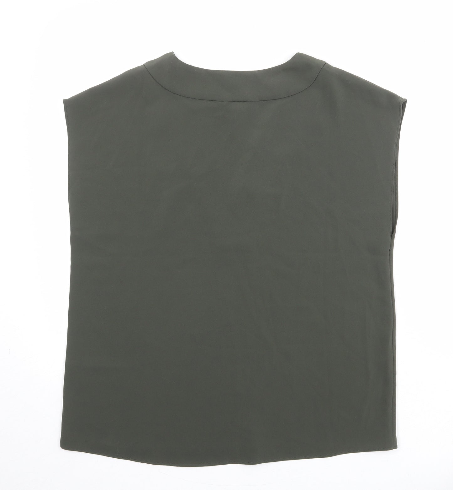 H&M Womens Green Polyester Basic Blouse Size 10 V-Neck