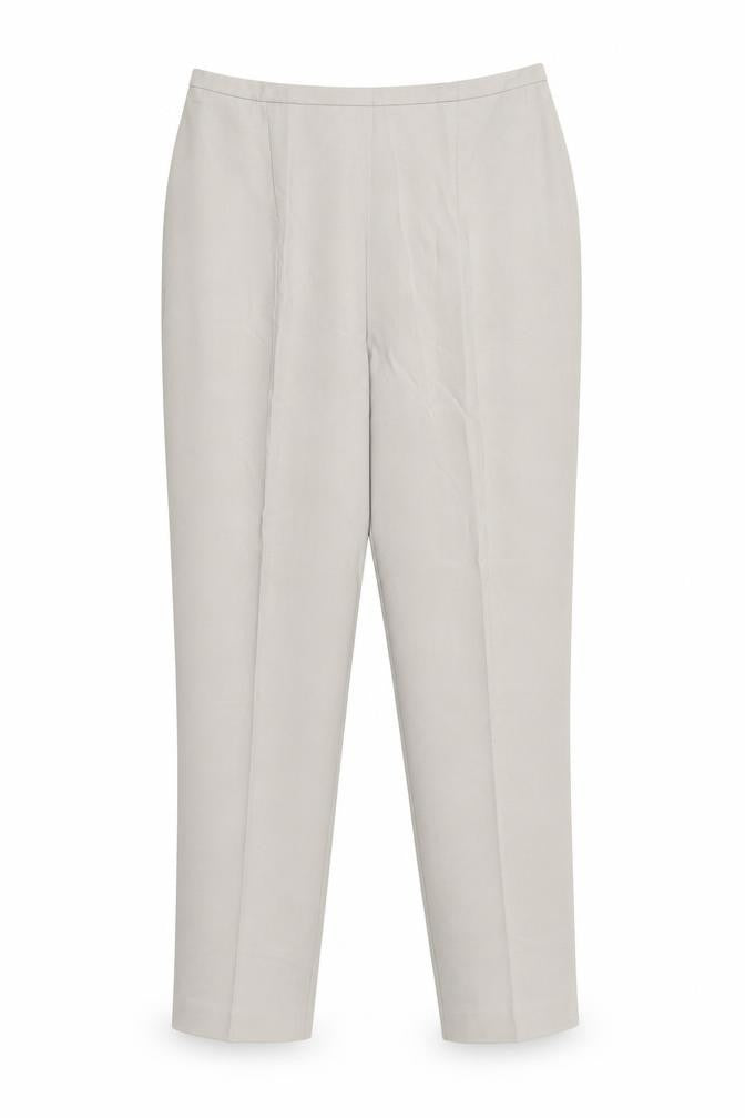 Front view of Planet women’s beige viscose trousers, size UK 14, regular zip