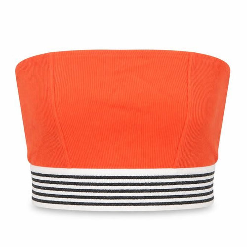 Topshop Womens Orange Striped Cotton Cropped Tank Size 8 Square Neck - Ribbed Bandeau
