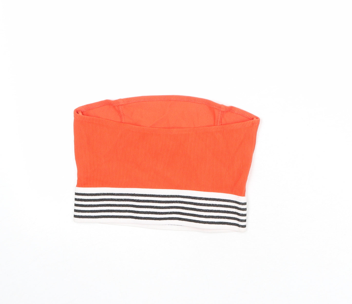 Topshop Womens Orange Striped Cotton Cropped Tank Size 8 Square Neck - Ribbed Bandeau