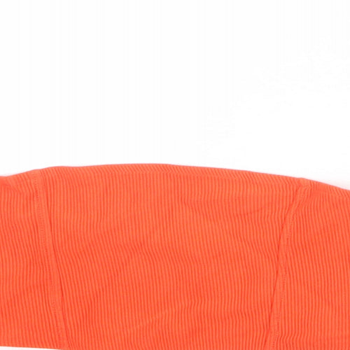 Topshop Womens Orange Striped Cotton Cropped Tank Size 8 Square Neck - Ribbed Bandeau