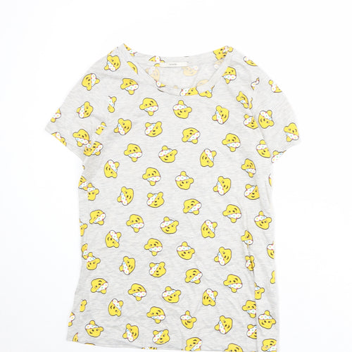 Pudsey Bear Womens Grey Geometric Polyester Basic T-Shirt Size 12 Boat Neck