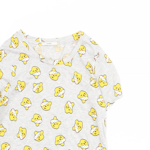 Pudsey Bear Womens Grey Geometric Polyester Basic T-Shirt Size 12 Boat Neck