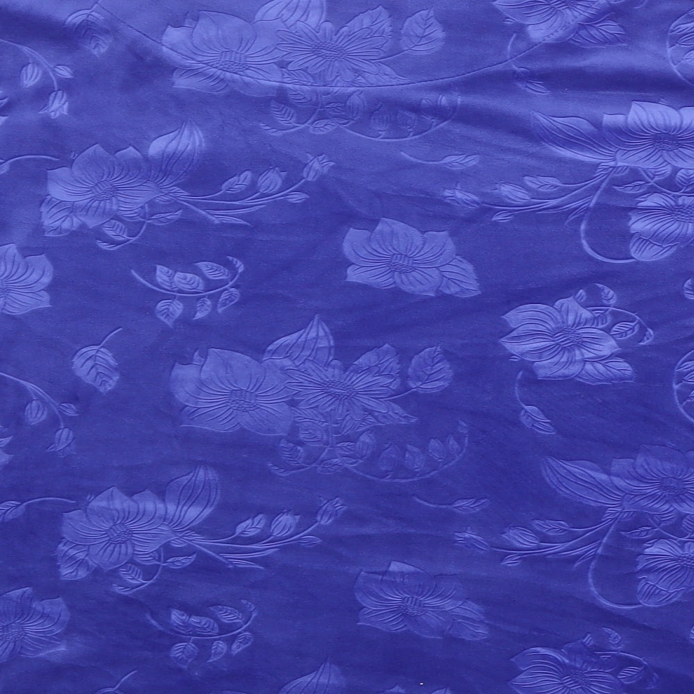 EWM Womens Blue Floral Polyester Basic Blouse Size 20 Boat Neck
