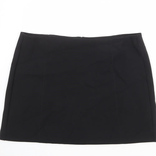 Marks and Spencer Womens Black Polyester A-Line Skirt Size 22 Zip