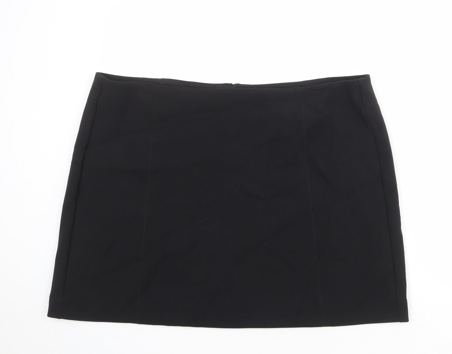 Marks and Spencer Womens Black Polyester A-Line Skirt Size 22 Zip