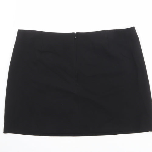 Marks and Spencer Womens Black Polyester A-Line Skirt Size 22 Zip