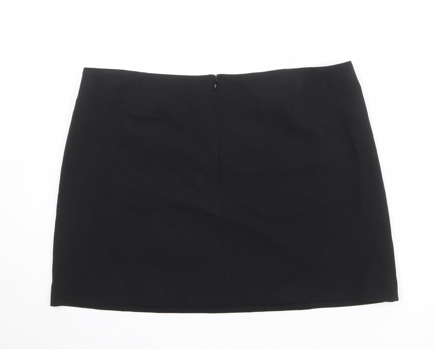 Marks and Spencer Womens Black Polyester A-Line Skirt Size 22 Zip