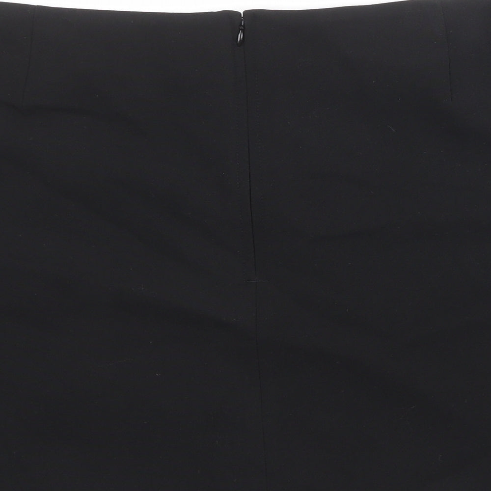 Marks and Spencer Womens Black Polyester A-Line Skirt Size 22 Zip