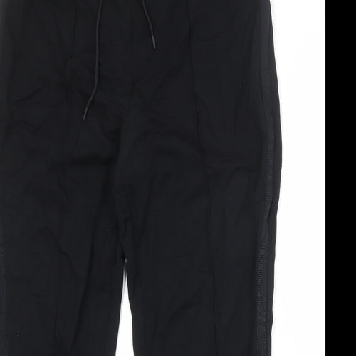 Marks and Spencer Womens Black Cotton Sweatpants Trousers Size 18 Regular Drawstring
