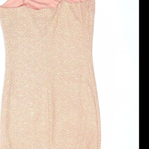 Urmoda Womens Pink Geometric Polyester Slip Dress Size M V-Neck Pullover