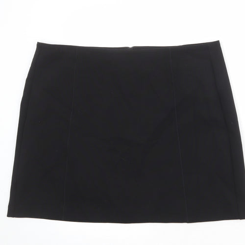 Marks and Spencer Womens Black Polyester A-Line Skirt Size 18 Zip