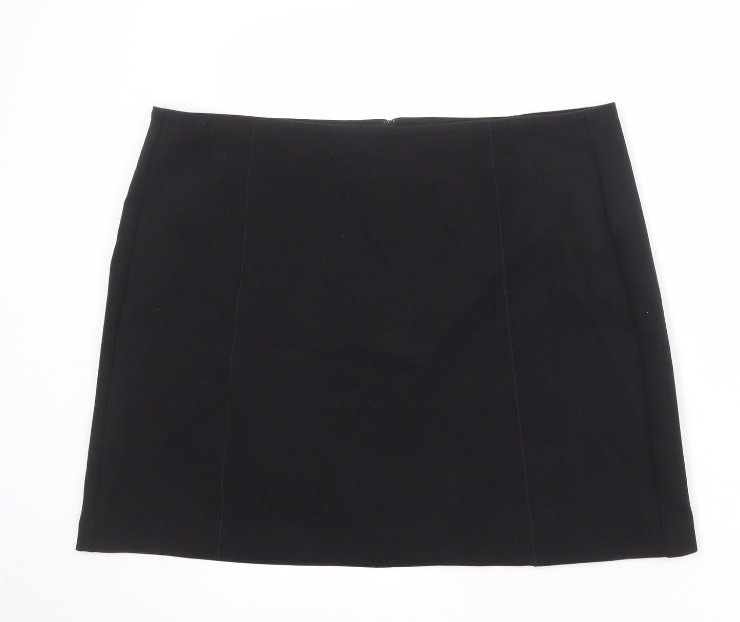 Marks and Spencer Womens Black Polyester A-Line Skirt Size 18 Zip