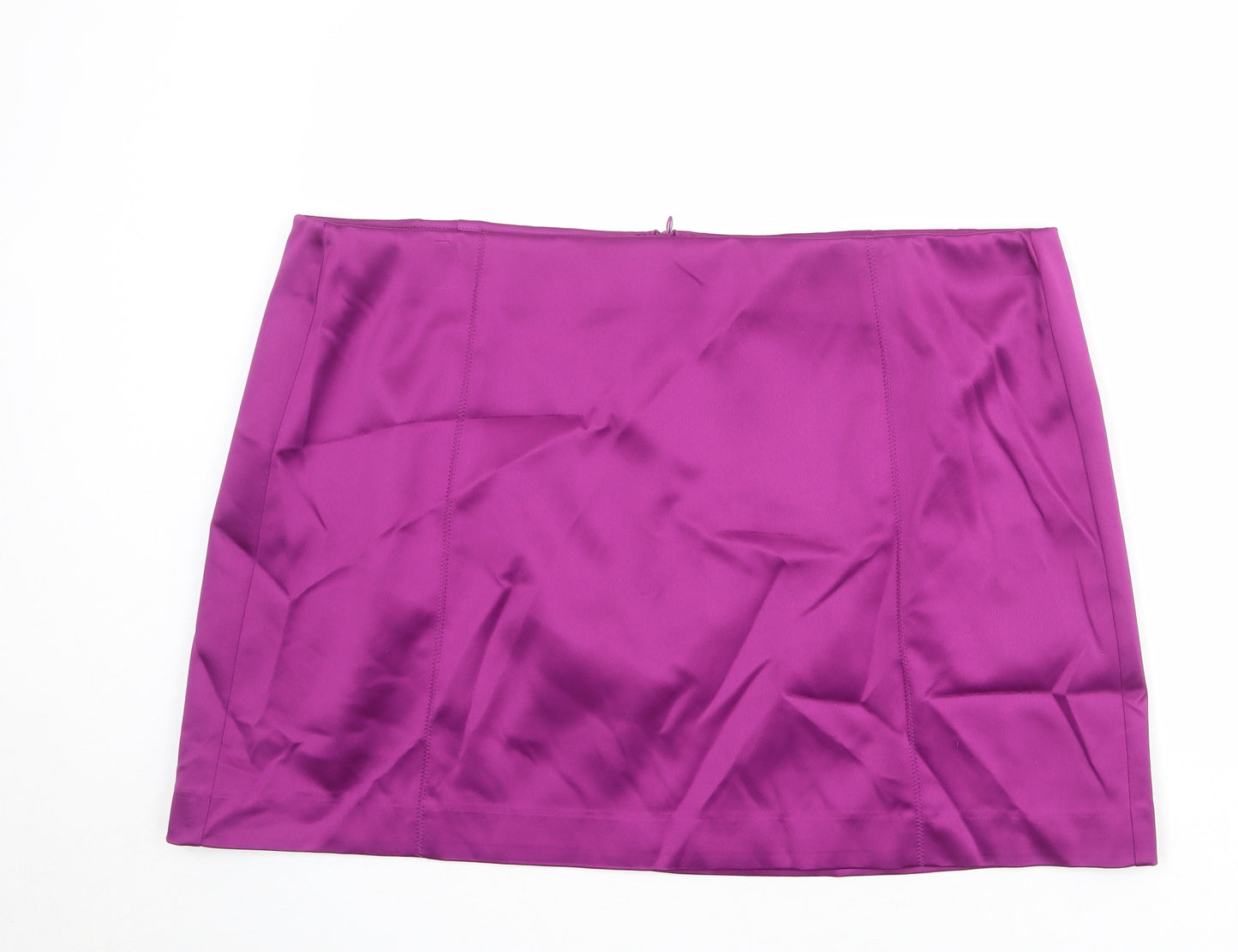 Marks and Spencer Womens Purple Polyester A-Line Skirt Size 24 Zip