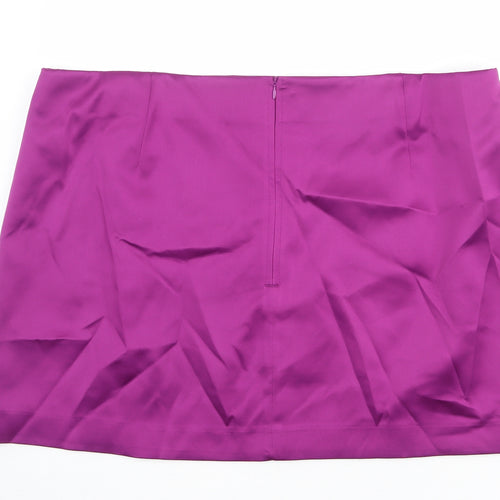 Marks and Spencer Womens Purple Polyester A-Line Skirt Size 24 Zip