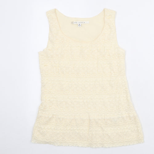 Max Studio Womens Beige Cotton Basic Tank Size M Scoop Neck