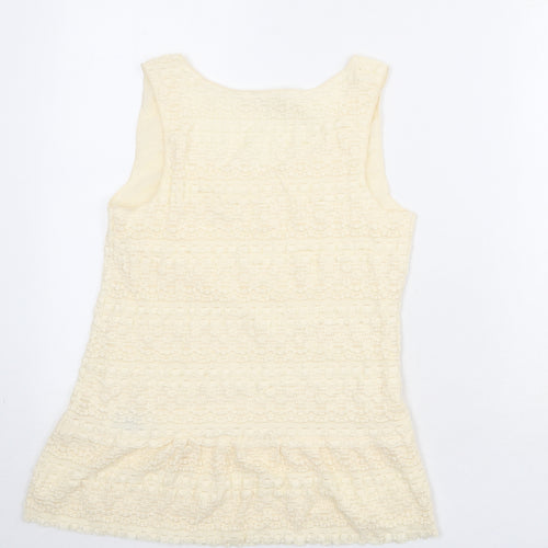 Max Studio Womens Beige Cotton Basic Tank Size M Scoop Neck