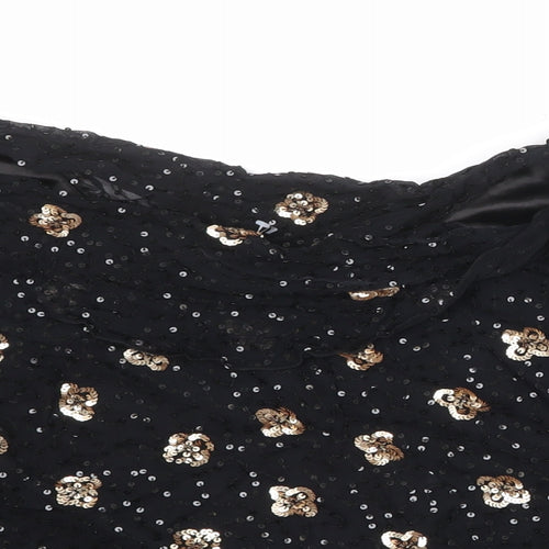 Gina Bacconi Womens Black Floral Viscose Basic Blouse Size 14 Boat Neck