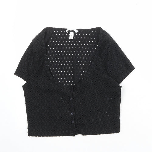 H&M Womens Black Scoop Neck Polyester Cardigan Jumper Size L