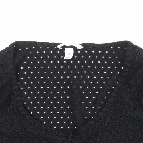 H&M Womens Black Scoop Neck Polyester Cardigan Jumper Size L