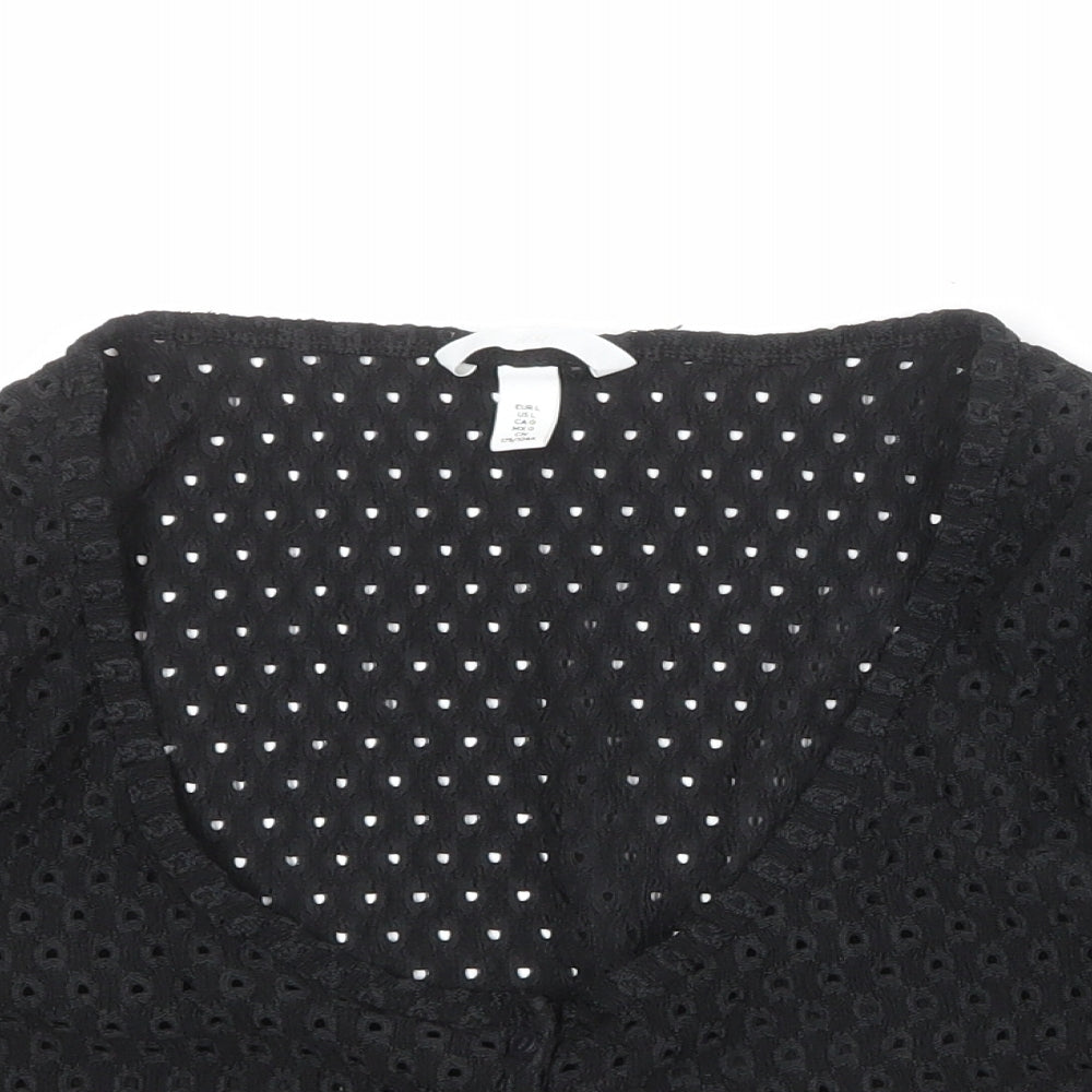 H&M Womens Black Scoop Neck Polyester Cardigan Jumper Size L